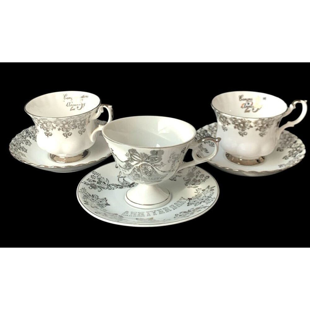 Teacup and Saucer 25th Wedding Anniversary Tea Cup Gift Royal Albert